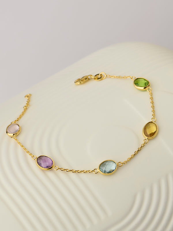 Gold-Plated Multi Birthstone Bracelet