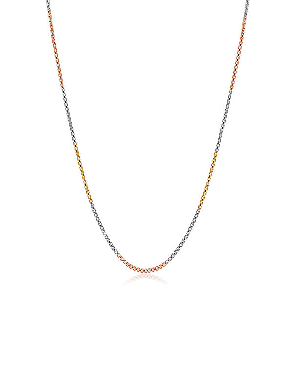Italian Tricolor Box Chain Necklace