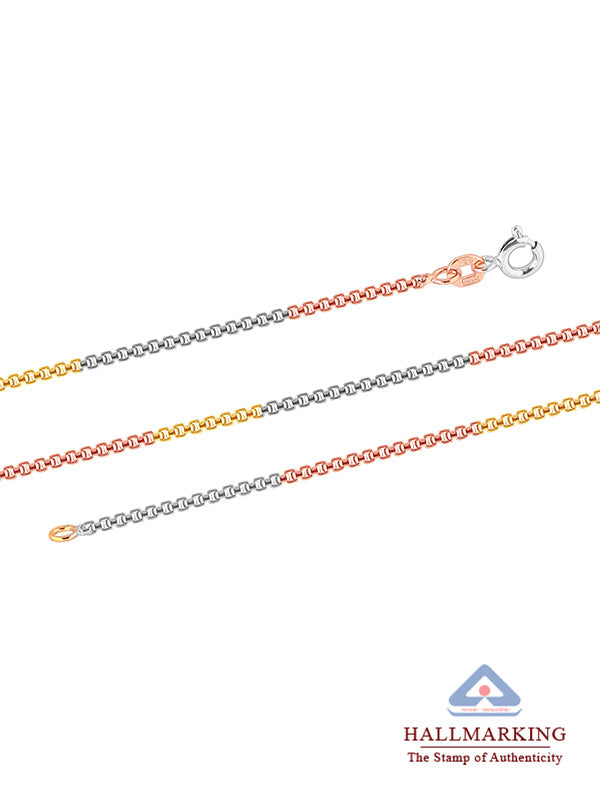 Italian Tricolor Box Chain Necklace