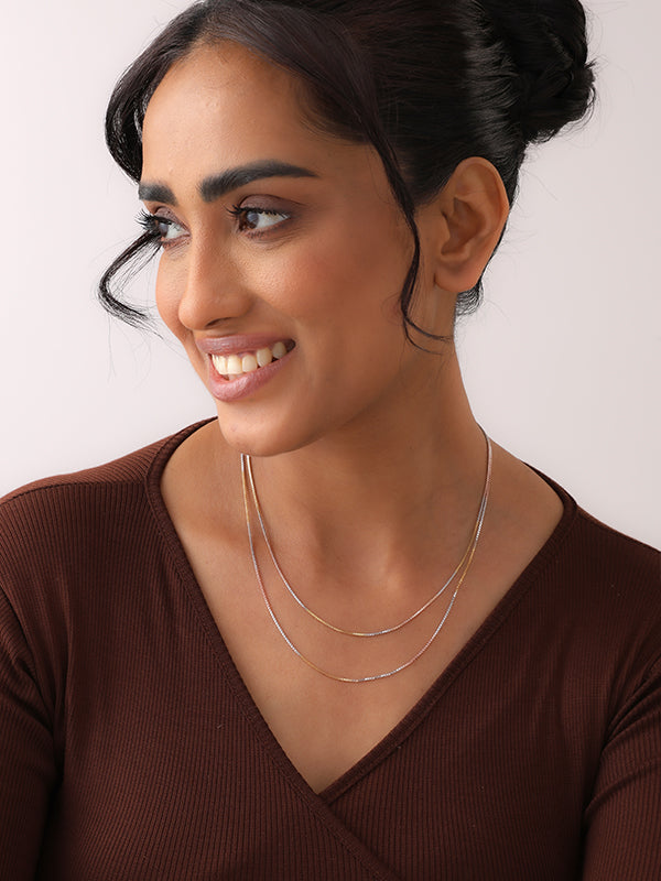 Italian Tricolor Box Chain Necklace