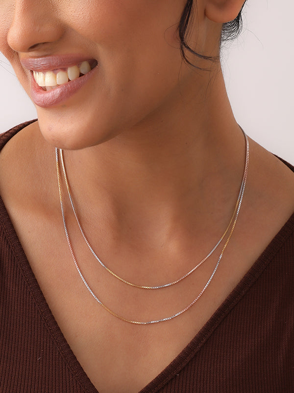 Italian Tricolor Box Chain Necklace