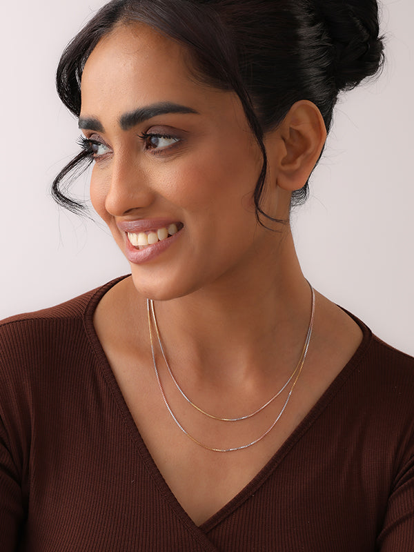 Italian Tricolor Box Chain Necklace