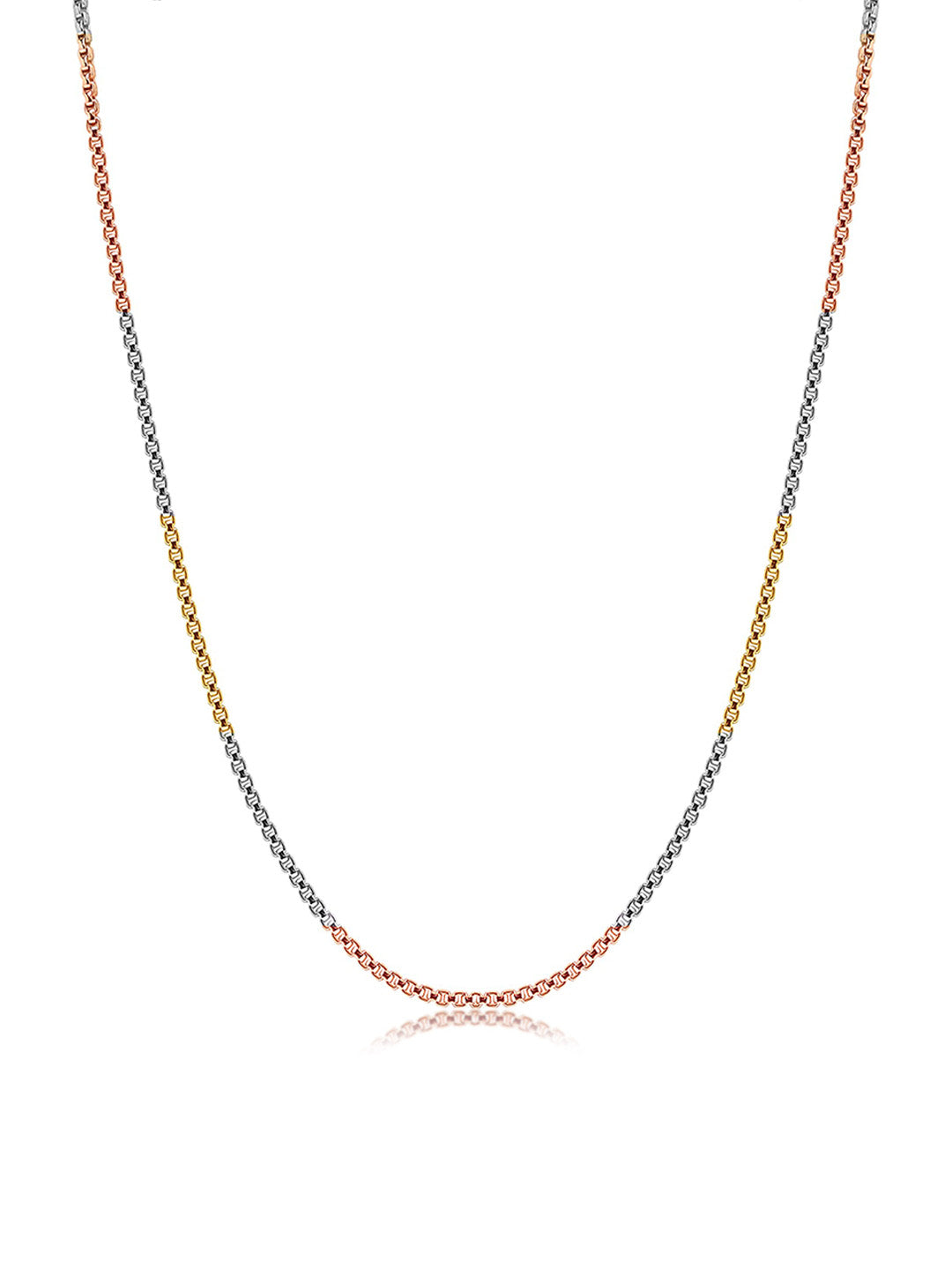 Italian Tricolor Box Chain Necklace