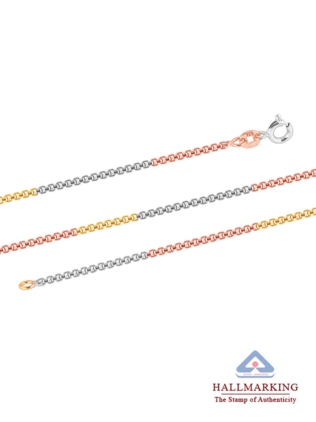 Italian Tricolor Box Chain Necklace