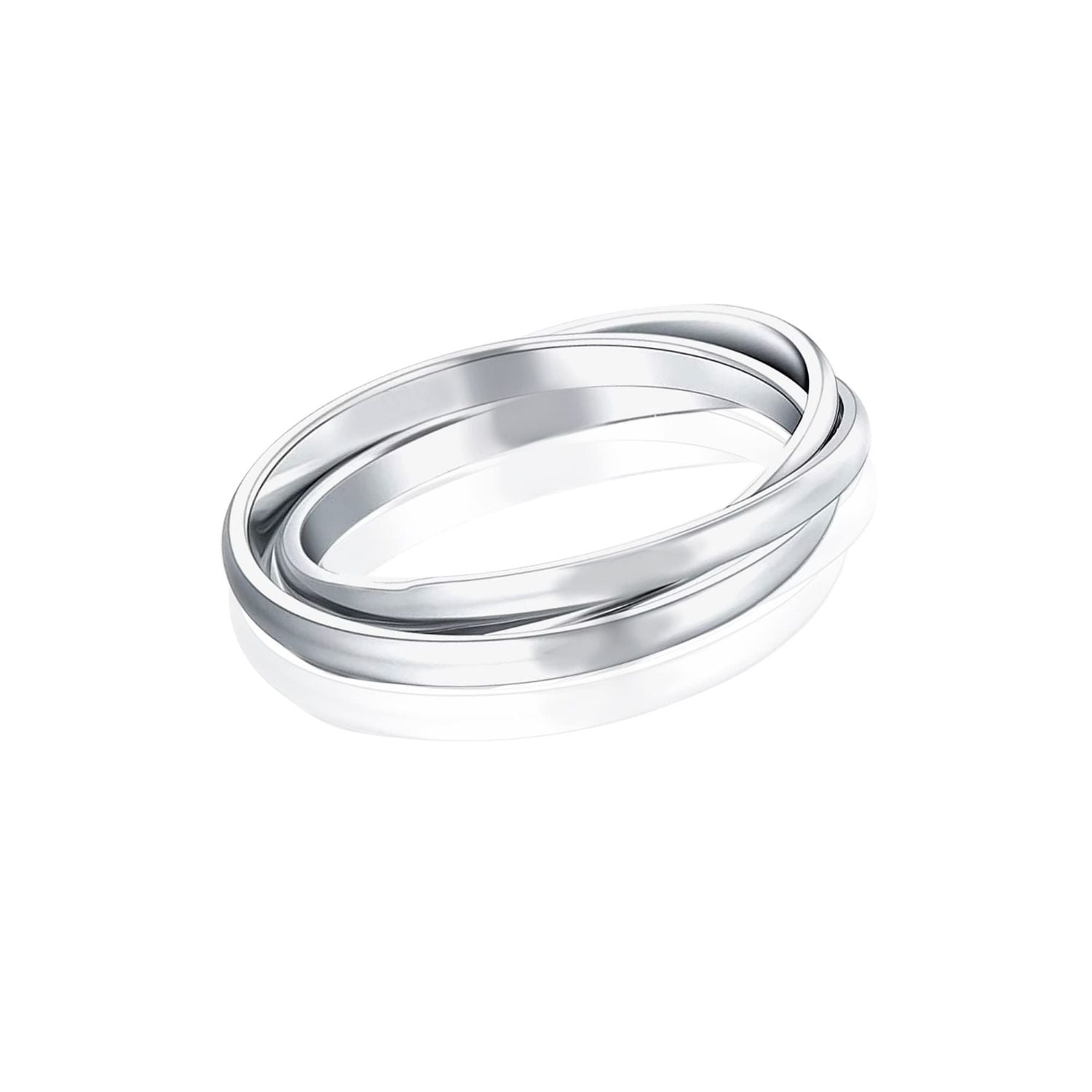 925 Sterling Silver Triple Band Interlocking Finger Ring for Women Teen