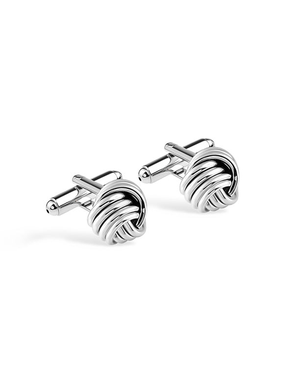 Rhodium Love Knot Cufflinks