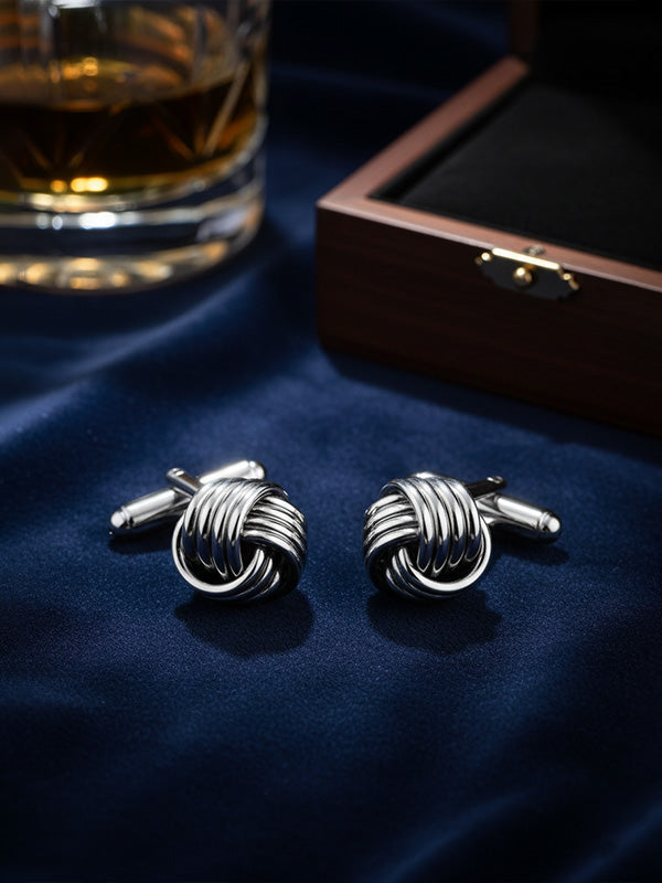 Rhodium Love Knot Cufflinks