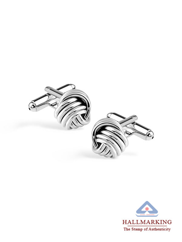Rhodium Love Knot Cufflinks