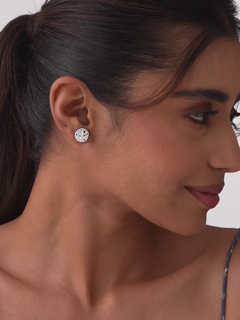 Load video: Round Dome Shape Textured Silver Stud Earrings