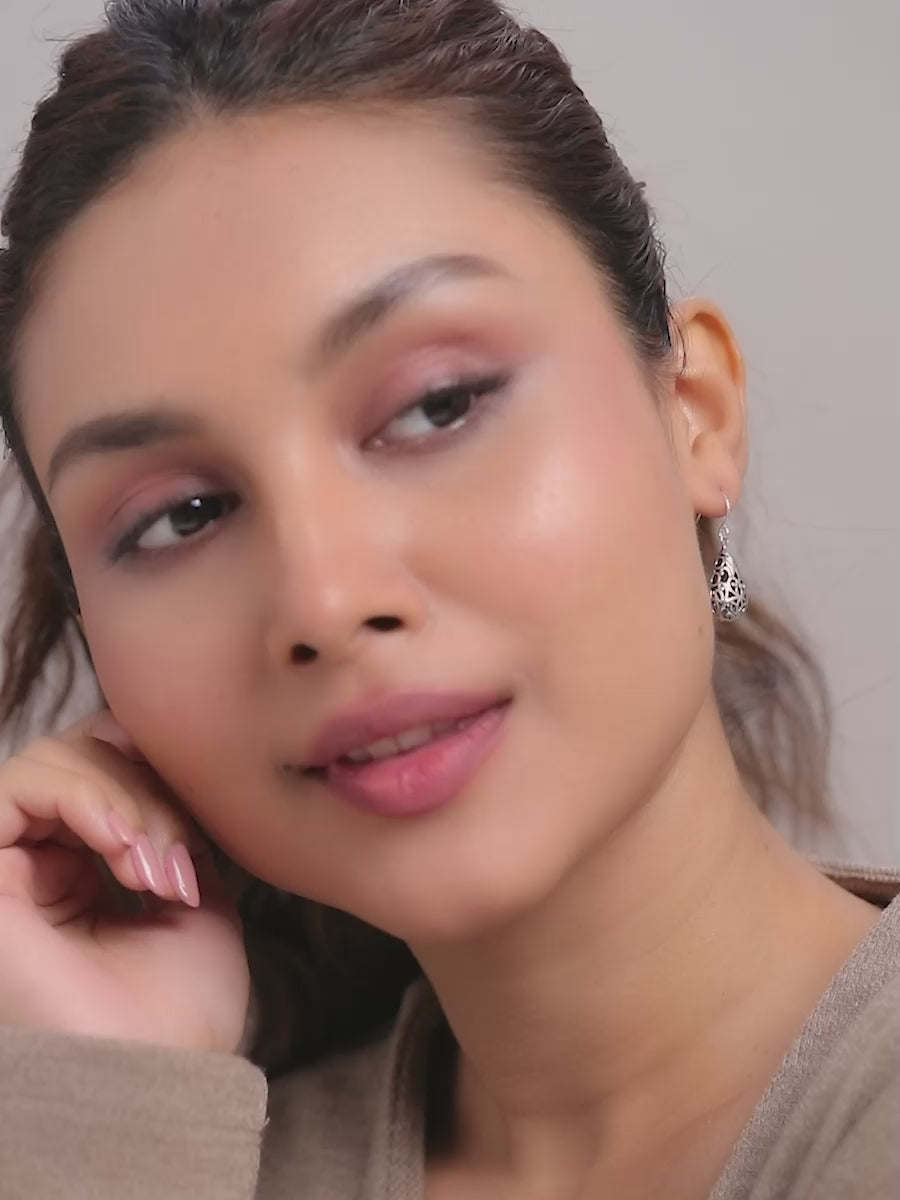 Load video: Antique Lacy Floral Teardrop Earrings