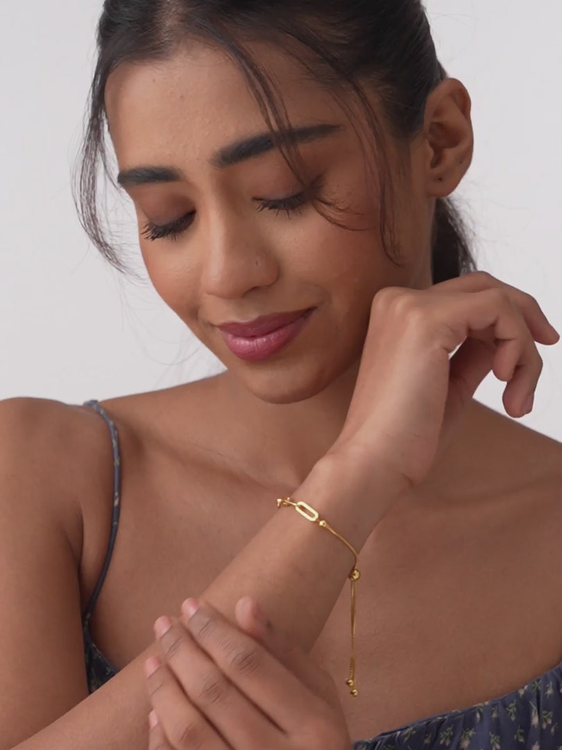 Load video: Evara Paper Clip Slider Bracelet for Women