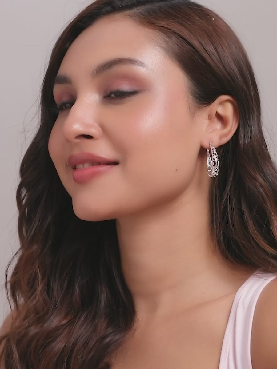 Load video: Oval Filigree Click-Top Hoops