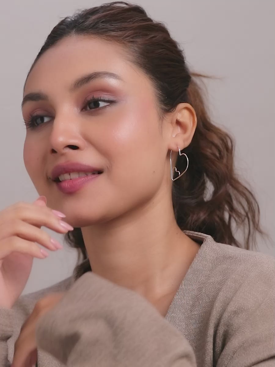 Load video: Double Heart Hoop Earrings
