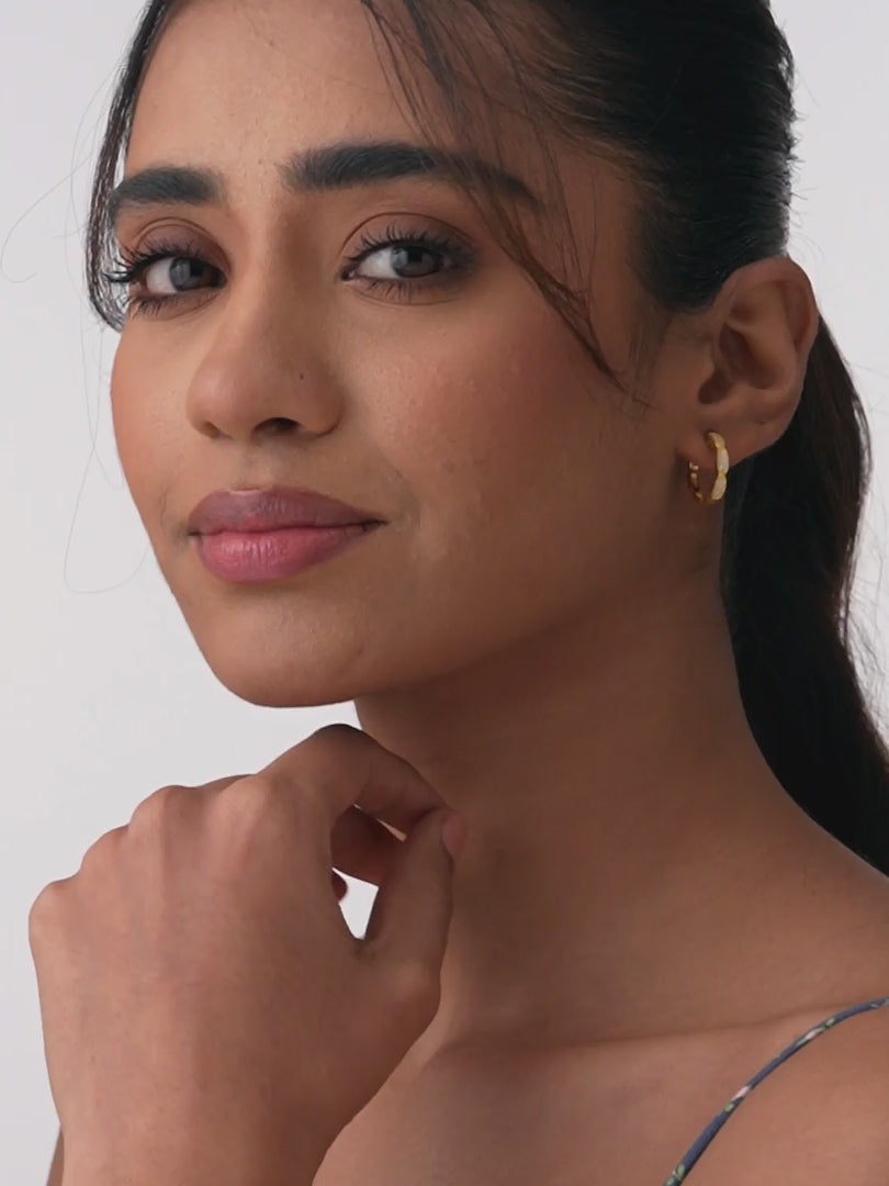 Load video: Seraphina Gold Micro Pave Huggie Hoops