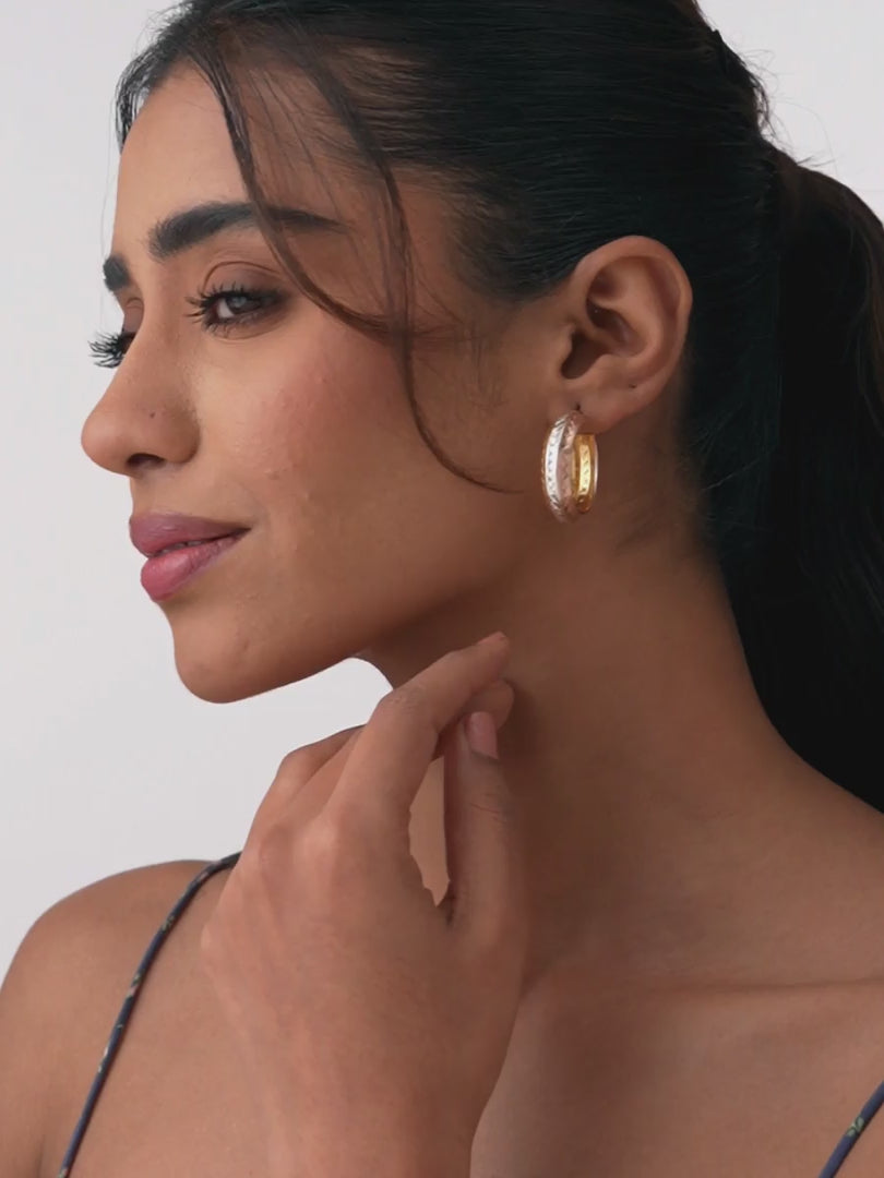 Load video: Multi Finish Hoop Earrings