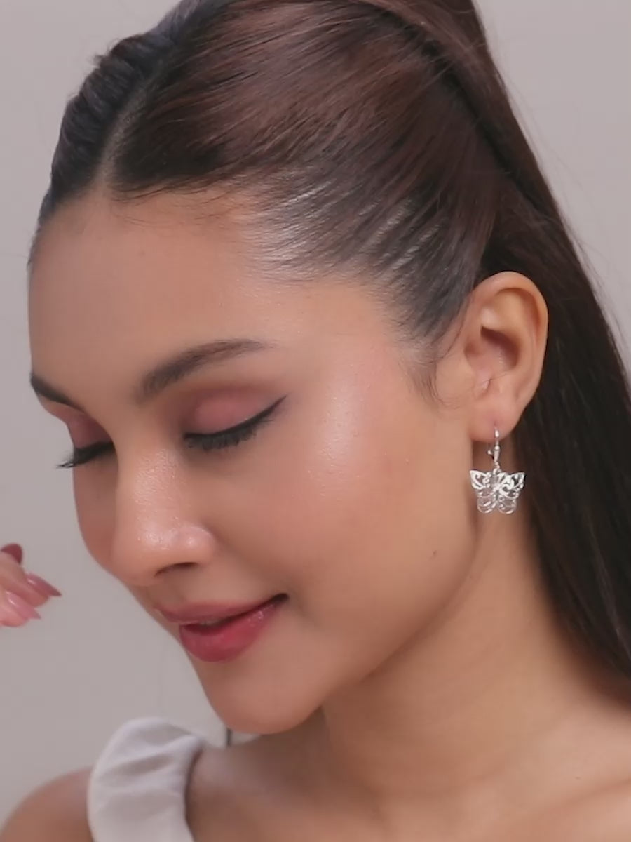 Load video: Filigree Butterfly Leverback Earrings