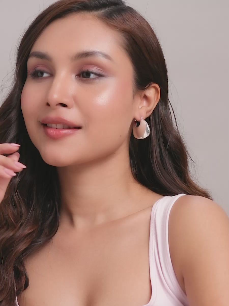 Load video: Creole Puffed Geometric Click-Top Hoops