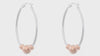 925 Sterling Silver 14K Rose-Gold Plated Light-Weight Oval Two-Tone Bead Ball Hoop Earrings for Women