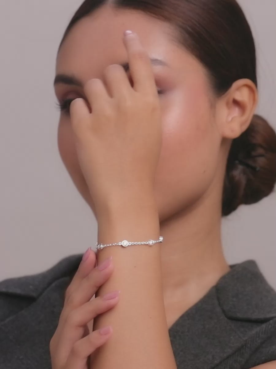 Load video: CZ Bezel Station Cable Bracelet