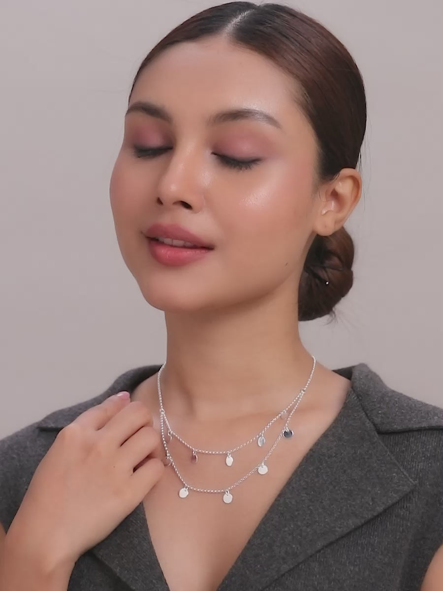 Load video: Italian Multi-Row Disc Charm Necklace