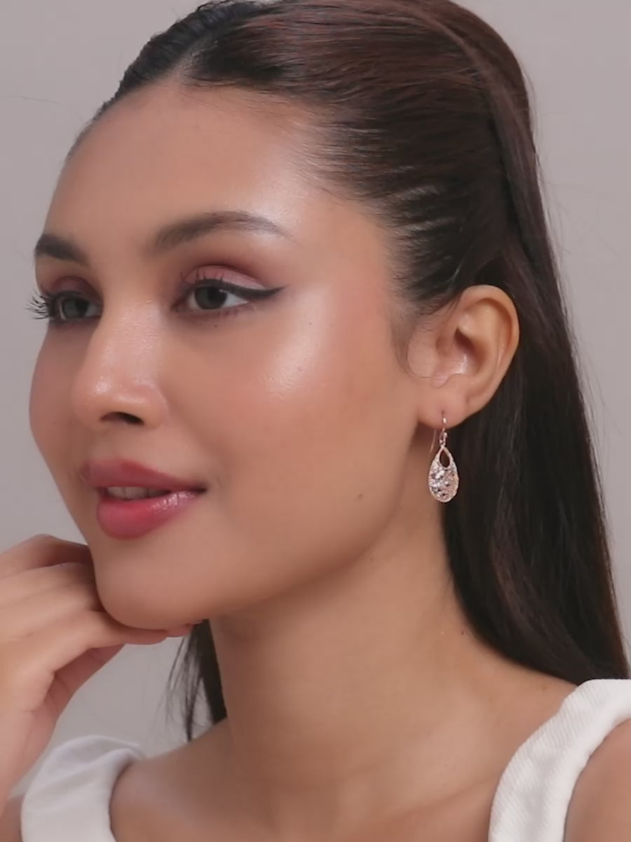 Load video: Rose Gold Turkish Teardrop Earrings