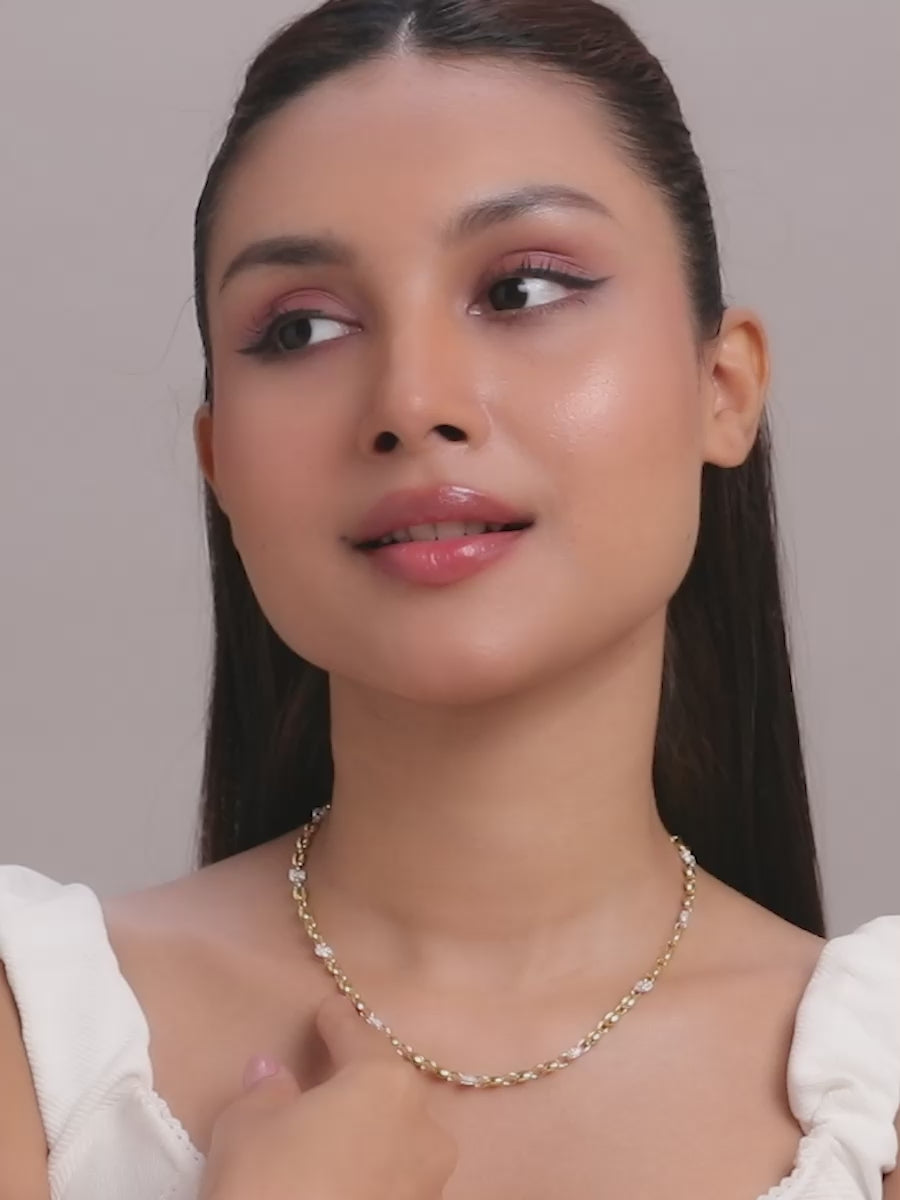 Load video: CZ Accent Layered Gold Necklace
