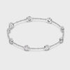 925 Sterling Silver Cubic Zirconia Classic Minimalist Cable Chain Bezel-Set Station Bracelet for Women