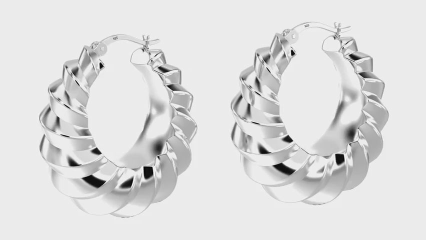 Load video: Silver Hoop Earrings