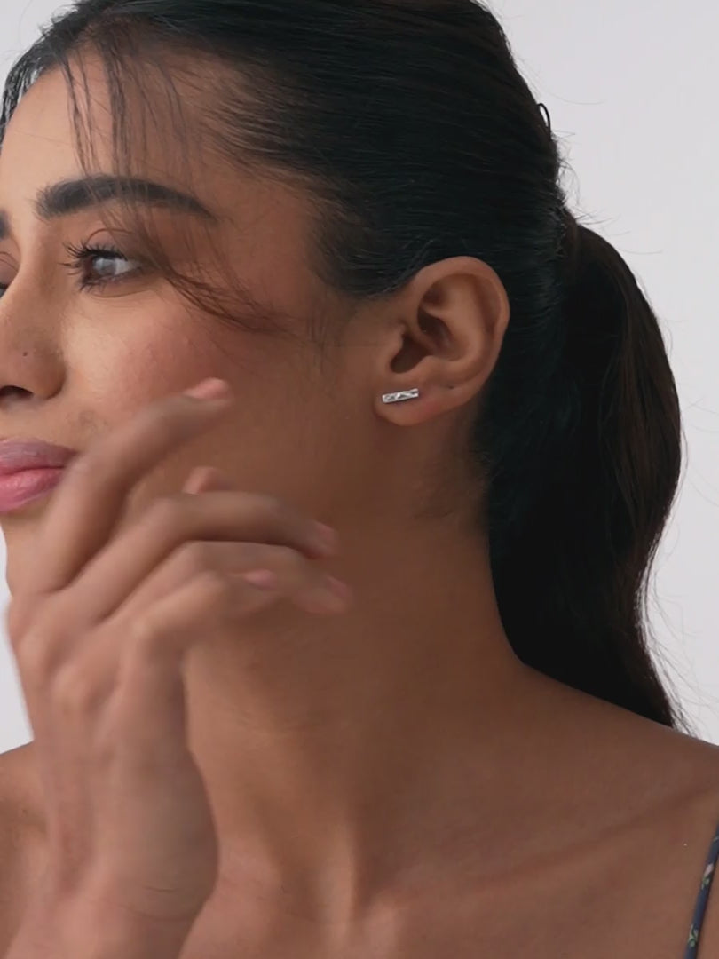 Load video: Hammered Minimalist Bar Studs