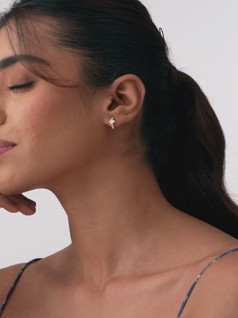 Load video: Gold CZ Small Huggie Hoops