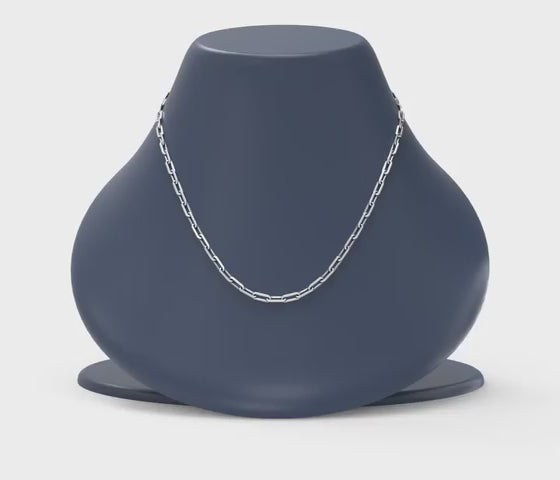Load video: 925 Sterling Silver Italian PaperClip Link Chain Necklace for Teen and Women 0.35 CM