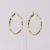 925 Sterling Silver Jewellery Gold-Plated Click-Top Round Bamboo Hoop Earrings for Women 42MM
