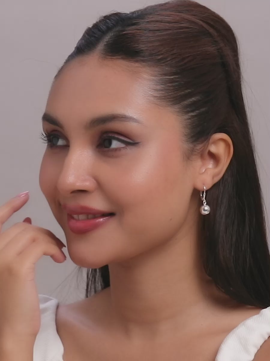 Load video: Lightweight Ball Drop Leverback Earrings 10mm