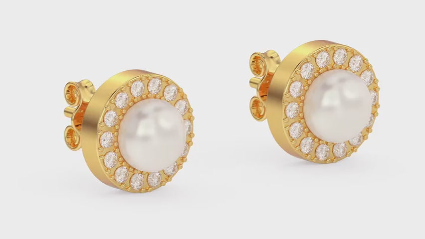 Load video: Gold Stud Earrings