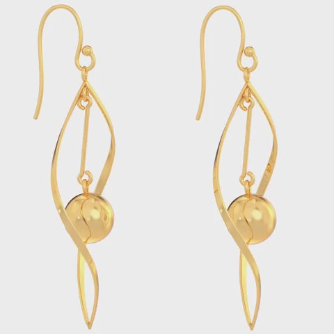 Load video: 925 Sterling Silver 14K Gold Plated Twist Infinity Knot Hanging Ball Oval Drop Dangle Earrings for Women