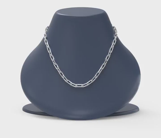 Load video: 925 Sterling Silver Italian PaperClip Link Chain Necklace for Women 0.45 CM