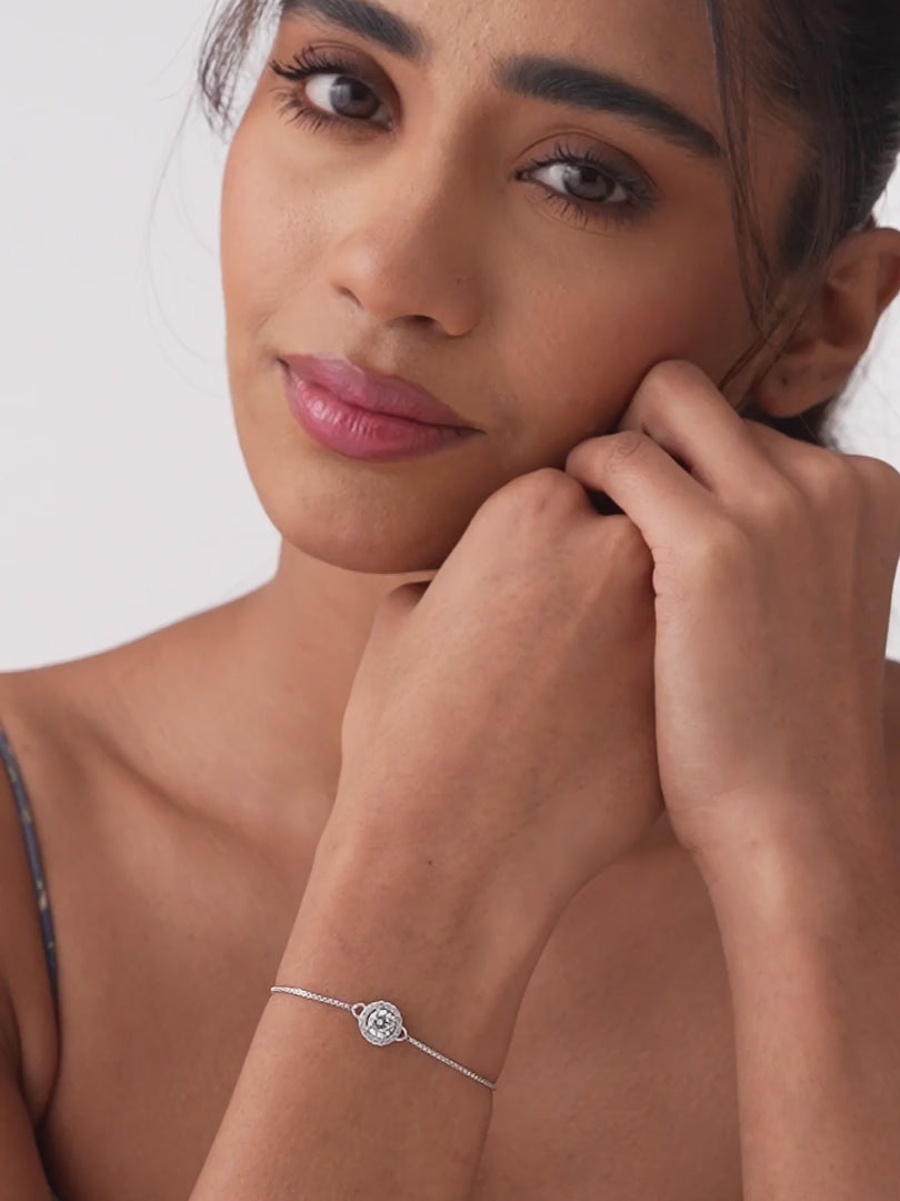 Load video: Celestine Rhodium CZ Bolo Bracelet
