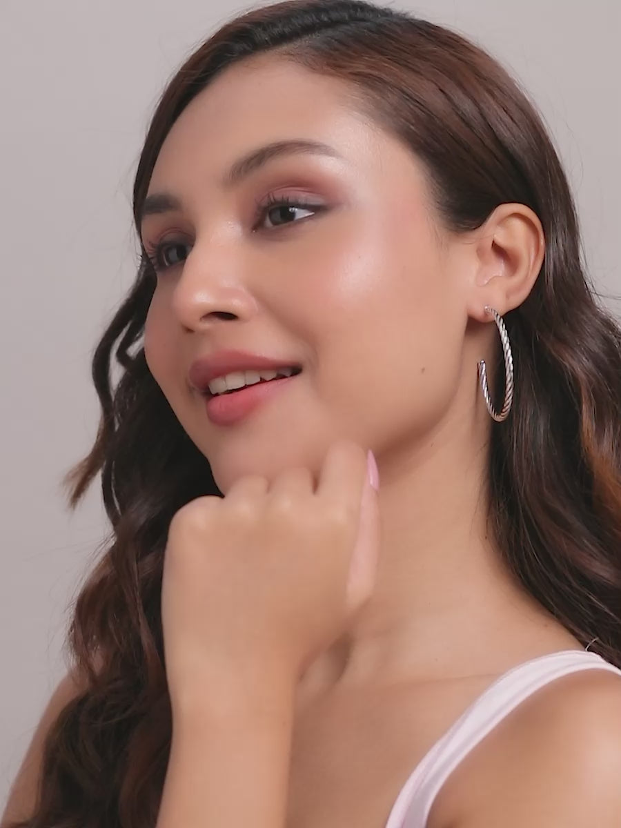 Load video: Antique Sculpted Cable Hoops