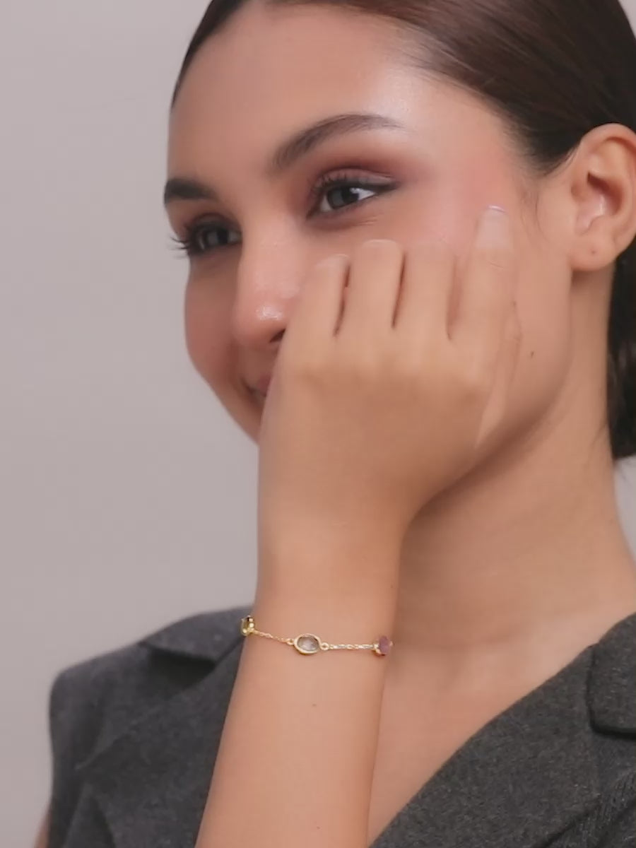 Load video: Gold-Plated Multi Birthstone Bracelet