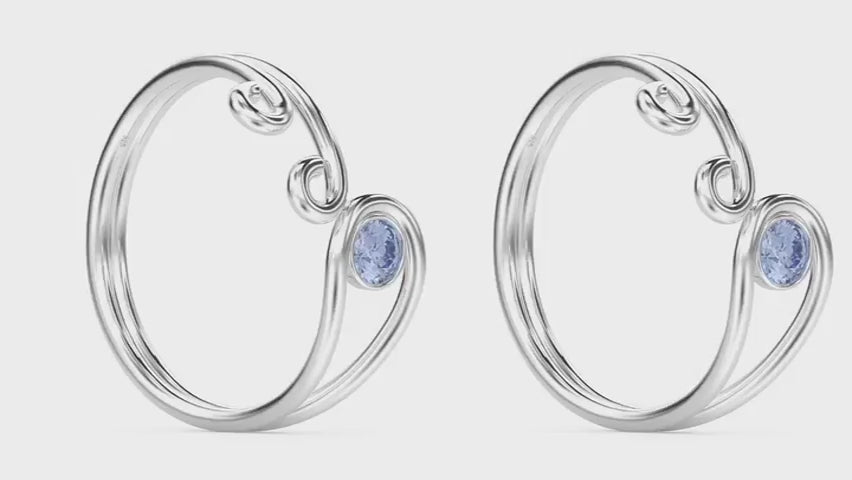 Load video: 925 Sterling Silver Filigree Blue Stone Toe Ring for Women