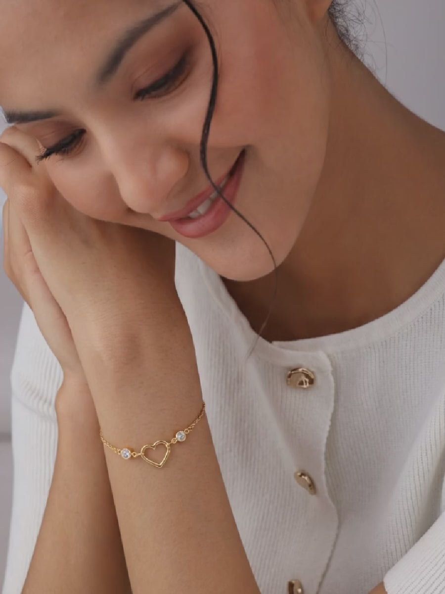 Load video: Golden Amoura Open Heart Bracelet