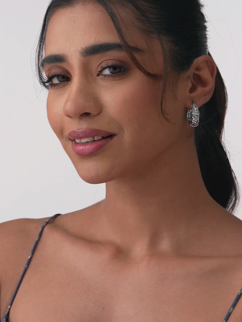 Load video: Antique CZ Round Click-Top Hoops