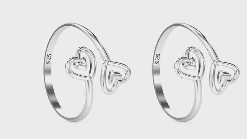 Load video: Double Heart Toe Ring