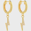 925 Sterling Silver 14K Gold Plated Lightning Charm Huggie Hoop Earrings for Women