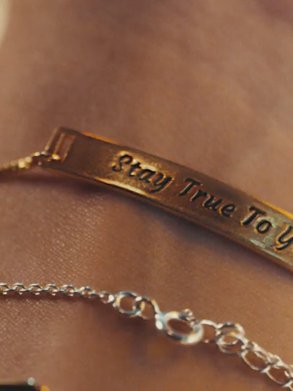 Load video: Stay True To Yourself Engraved Gold Plated Bracelet