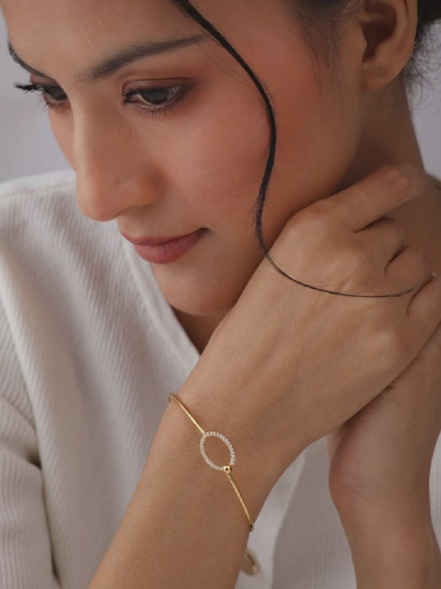 Load video: Golden Aurelia CZ Circle Bangle