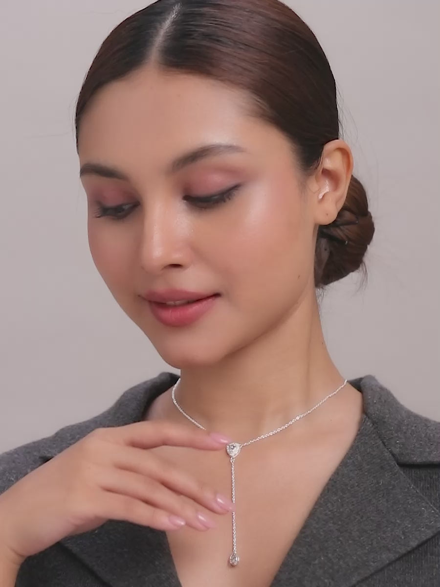 Load video: Double CZ Lariat Y-Necklace
