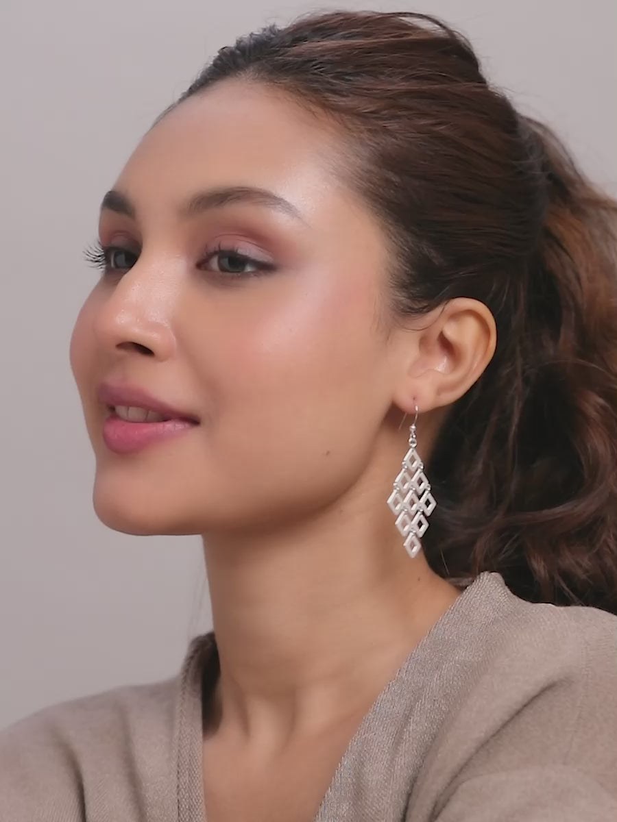 Load video: Diamond-Shape Drop Earrings