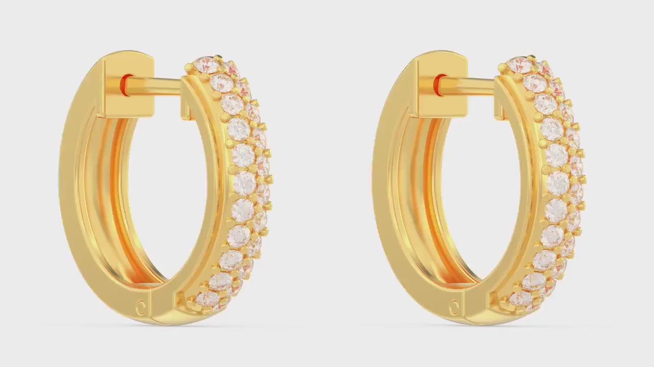 Load video: 925 Sterling Silver 14K Gold Plated Hypoallergenic Cubic Zirconia Hoop Earrings for Girls