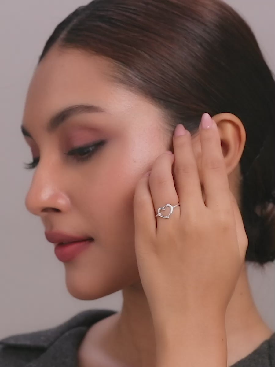 Load video: Polished Open Heart Ring